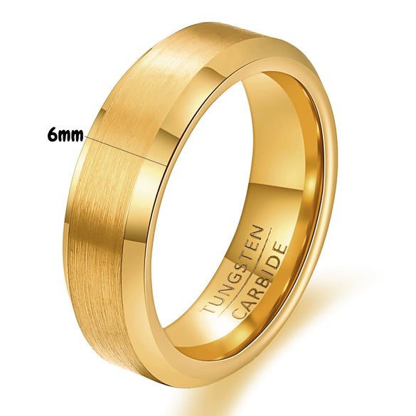 Geometric Brushed Gold Tone Electroplated Tungsten Steel Unisex Fashion Ring For Couples Wholesale