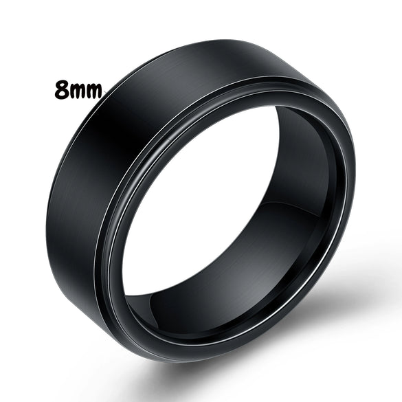 Geometric Brushed Matte Tungsten Steel Ring With Electroplated Finish For Unisex Couple Jewelry