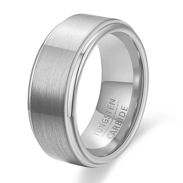 Geometric Brushed Matte Tungsten Steel Ring With Electroplated Finish For Unisex Couple Jewelry