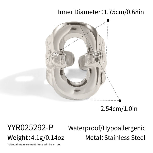 Geometric Casual Party Business Daily Wear Ring For Girls Stainless Steel 18K Gold Hand Jewelry Electroplated