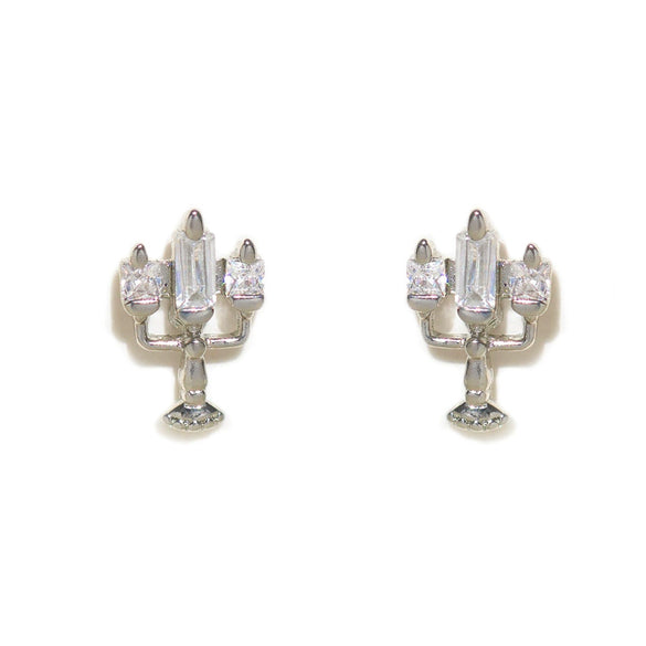 Geometric Copper Candle Earrings Set With Microset Zircon For Women