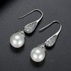 Geometric Copper Ear Hook Pearl Earrings With Zircon Accents And Shell Bead Details Elegant Jewelry Set
