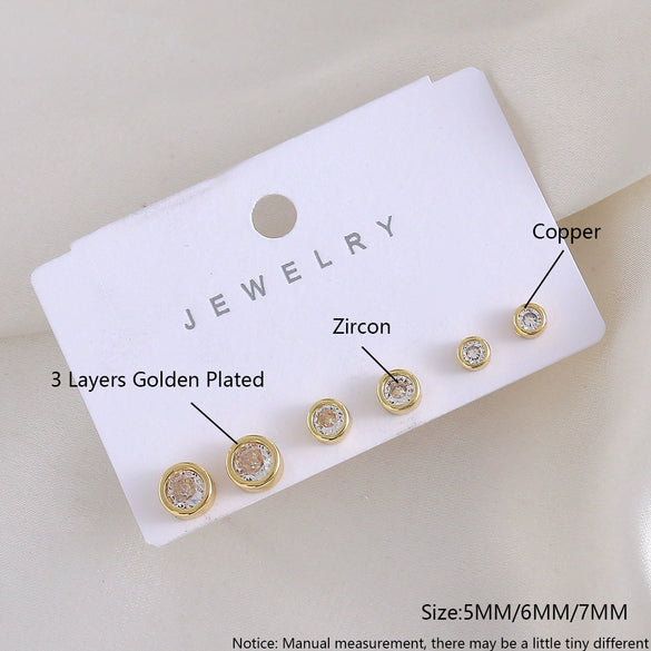 Geometric Copper Earrings Set Electroplated For Women