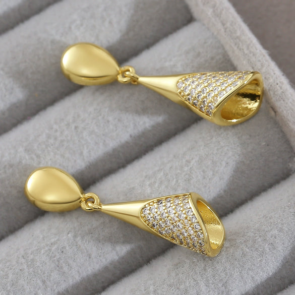 Geometric Copper Earrings With Electroplating For Women