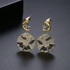 Geometric Copper Earrings With Microinlaid Zircon Goldtone Finish Fashion Jewelry