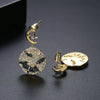 Geometric Copper Earrings With Microinlaid Zircon Goldtone Finish Fashion Jewelry