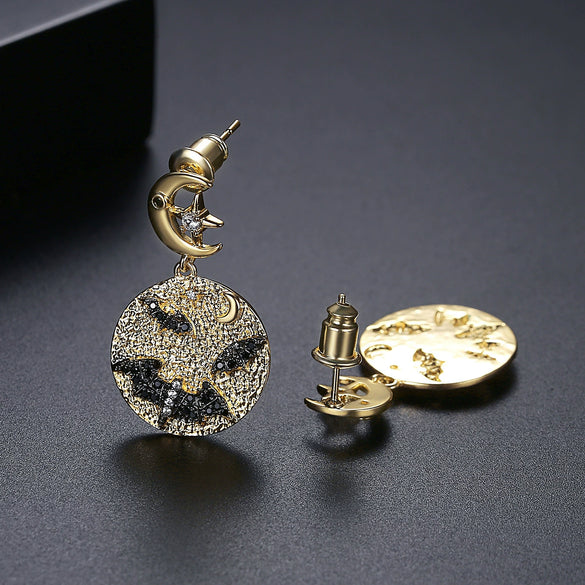 Geometric Copper Earrings With Microinlaid Zircon Goldtone Finish Fashion Jewelry