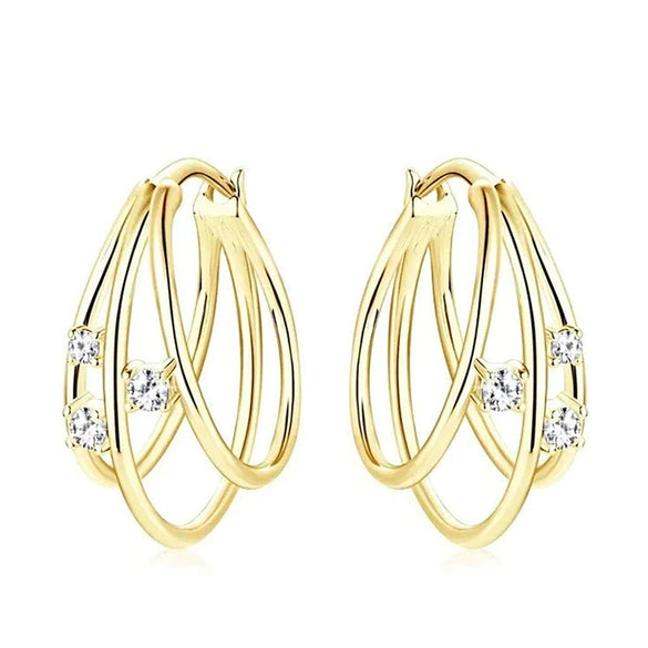 Geometric Copper Earrings With Zirconia Inlay For Women Simple Style