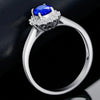 Geometric Copper Electroplated Dark Blue And Green Zircon Engagement Ring Popular Unisex Fashion Ring