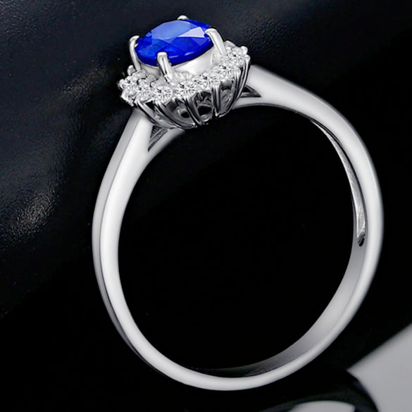 Geometric Copper Electroplated Dark Blue And Green Zircon Engagement Ring Popular Unisex Fashion Ring