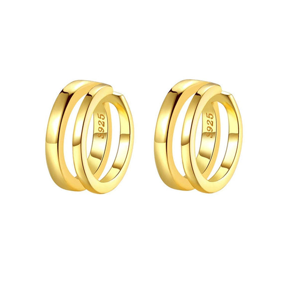Geometric Copper Plated With Real Gold Electroplated Hoop Earrings
