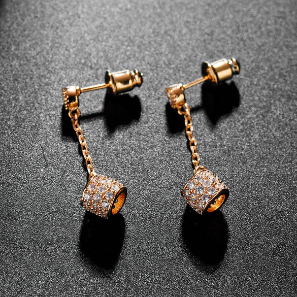 Geometric Copper Zircon Earrings For Women Minimalist Fashion Jewelry With Elegant Everyday Style