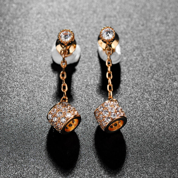 Geometric Copper Zircon Earrings For Women Minimalist Fashion Jewelry With Elegant Everyday Style