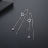 Geometric Copper Zircon Tassel Drop Earrings For Women Minimalist Long Statement Jewelry
