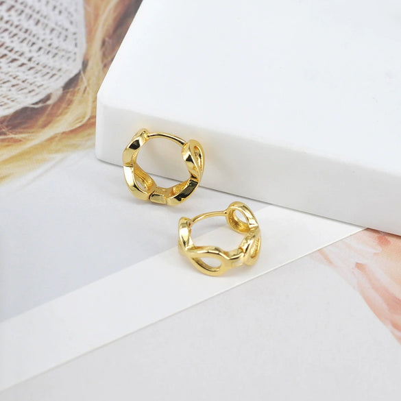 Geometric Cross Hoop Ear Cuffs For Women With Silver Needle And Copper Electroplated Winding Design Fashion Earrings
