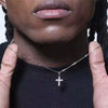 Geometric Cross Pendant Necklace With Full Diamond Detail Electroplated Stainless Steel Box Chain Unisex Casual Punk Jewelry