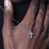 Geometric Cross Pendant Necklace With Full Diamond Detail Electroplated Stainless Steel Box Chain Unisex Casual Punk Jewelry