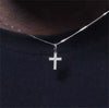 Geometric Cross Pendant Necklace With Full Diamond Detail Electroplated Stainless Steel Box Chain Unisex Casual Punk Jewelry