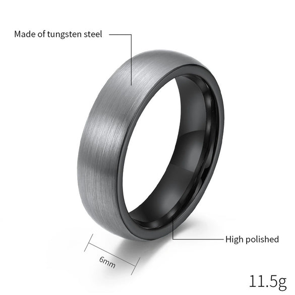 Geometric Curved Sand Surface Tungsten Steel Ring With Electroplated Finish Simple Fashion Jewelry For Women And Men Wholesale
