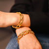 Geometric Cut Out Chain Open Bracelet 316L Stainless Steel 18K Gold Plated Jewelry