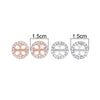Geometric Cutout Rhinestone Hoop Earrings With Goldtone Edges Zinc Alloy Fashion Jewelry For Women