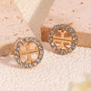 Geometric Cutout Rhinestone Hoop Earrings With Goldtone Edges Zinc Alloy Fashion Jewelry For Women