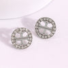 Geometric Cutout Rhinestone Hoop Earrings With Goldtone Edges Zinc Alloy Fashion Jewelry For Women
