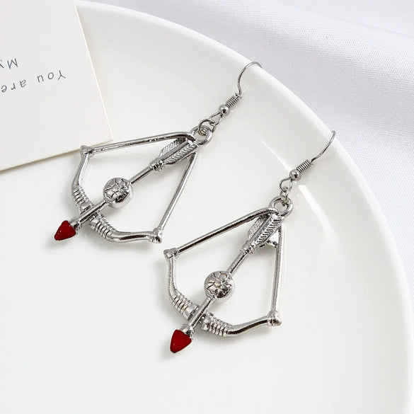 Geometric Diamond Bow And Arrow Ear Hook Earrings In Alloy Exaggerated Statement Jewelry For Unisex Wear