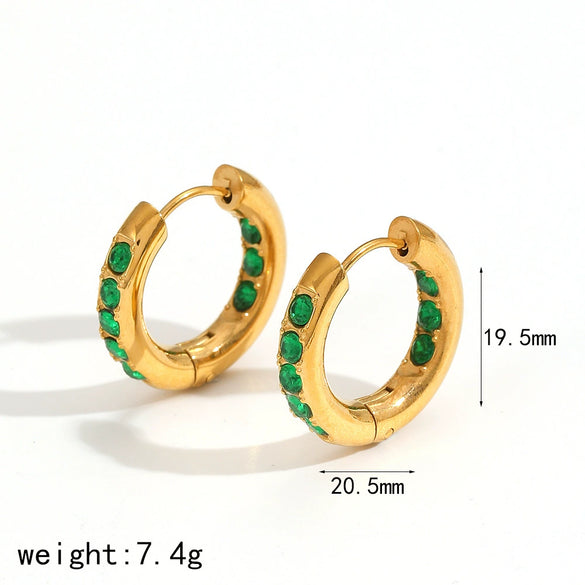 Geometric Diamond Zircon Stainless Steel Earrings Electroplated Highend Style