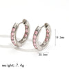 Geometric Diamond Zircon Stainless Steel Earrings Electroplated Highend Style