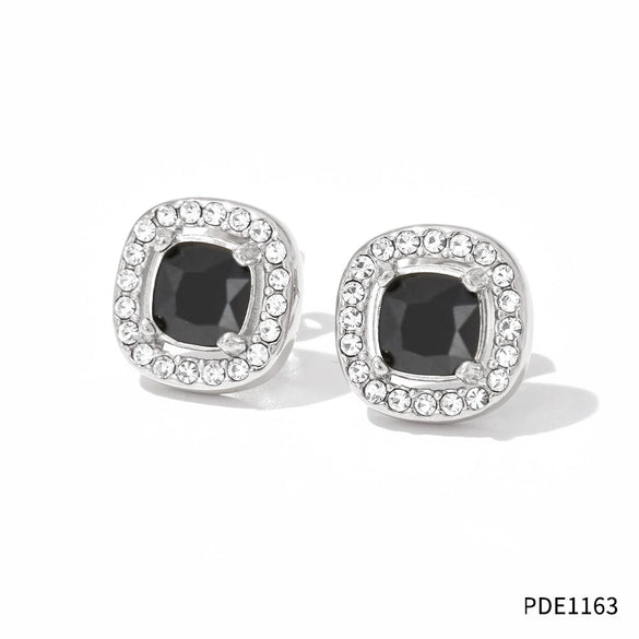 Geometric Diamondstudded Gem Stainless Steel Earrings Necklace Bracelet Set For Women With Bear Little Pig Small Animal Pattern And Electroplating Treatment