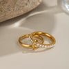 Geometric Double Layer Titanium Steel Ring With Diamond Encrusted Light Luxury Design And Pvd Vacuum Real Gold Electroplating