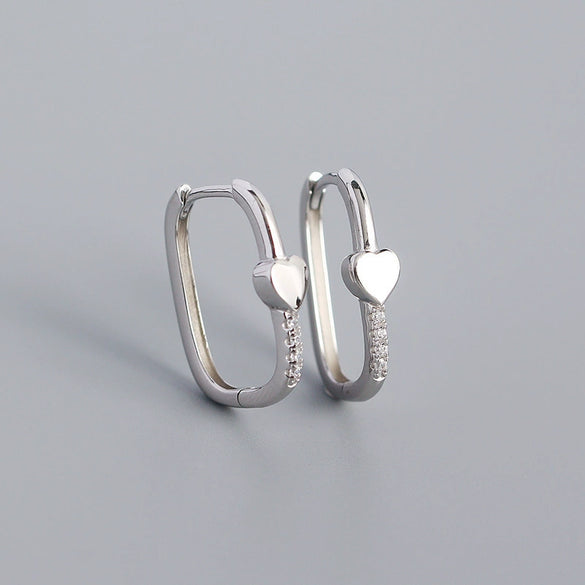 Geometric Ear Studs Earrings S925 Silver Electroplated With Star Moon And Peach Heart Design In Light Luxury Style
