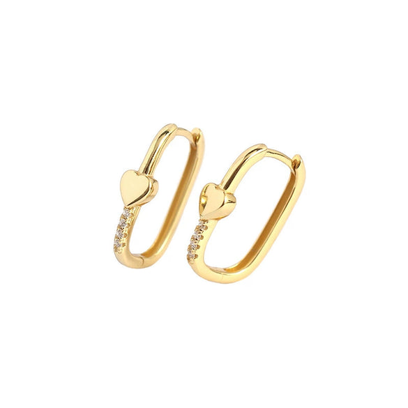 Geometric Ear Studs Earrings S925 Silver Electroplated With Star Moon And Peach Heart Design In Light Luxury Style