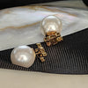 Geometric Electroplated Copper Pearl Earrings With 925 Silver Posts Retro Unisex Style