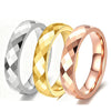 Geometric Faceted Rhombus Stainless Steel Couple Rings With Threecolor Electroplated Finish Unisex Simple Jewelry