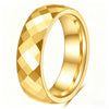 Geometric Faceted Rhombus Stainless Steel Couple Rings With Threecolor Electroplated Finish Unisex Simple Jewelry