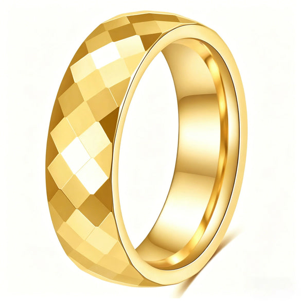 Geometric Faceted Rhombus Stainless Steel Couple Rings With Threecolor Electroplated Finish Unisex Simple Jewelry