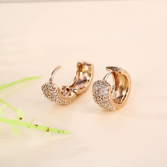 Geometric Full Diamond Copper Ear Ring With Silver Plated Zircon Electroplated Light Luxury Style Unisex