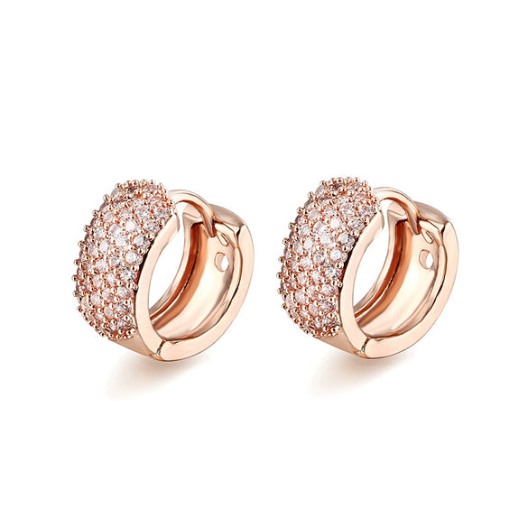 Geometric Full Diamond Copper Ear Ring With Silver Plated Zircon Electroplated Light Luxury Style Unisex