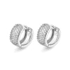 Geometric Full Diamond Copper Ear Ring With Silver Plated Zircon Electroplated Light Luxury Style Unisex