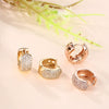 Geometric Full Diamond Copper Ear Ring With Silver Plated Zircon Electroplated Light Luxury Style Unisex
