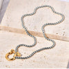 Geometric Goldplated Titanium Steel Carabiner Pendant Pearl Strand Necklace For Women In Light Luxury Style