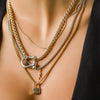 Geometric Goldplated Titanium Steel Carabiner Pendant Pearl Strand Necklace For Women In Light Luxury Style