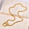 Geometric Goldplated Titanium Steel Carabiner Pendant Pearl Strand Necklace For Women In Light Luxury Style