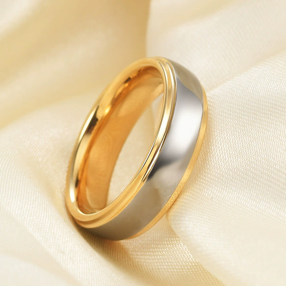 Geometric Goldplated Tungsten Steel Matching Rings For Couples Modern Versatile Unisex Jewelry Wholesale