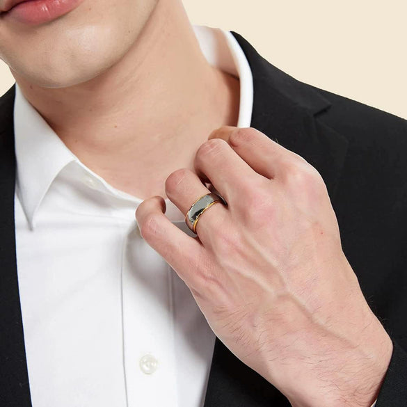 Geometric Goldplated Tungsten Steel Matching Rings For Couples Modern Versatile Unisex Jewelry Wholesale
