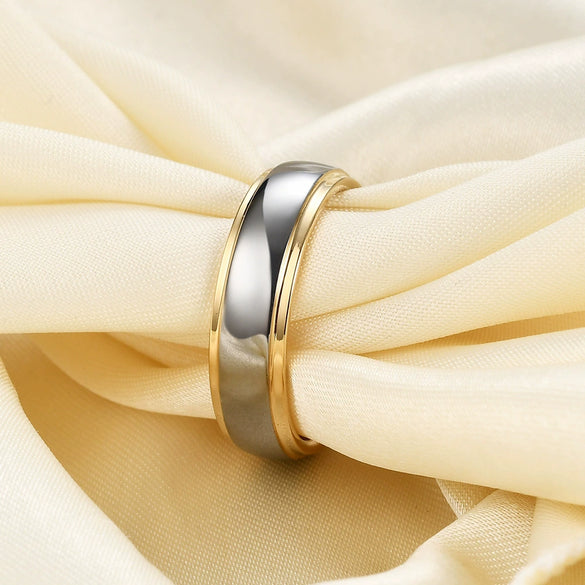 Geometric Goldplated Tungsten Steel Matching Rings For Couples Modern Versatile Unisex Jewelry Wholesale