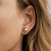 Geometric Heartshaped Silver Earrings With Electroplating Design