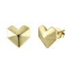 Geometric Heartshaped Silver Earrings With Electroplating Design